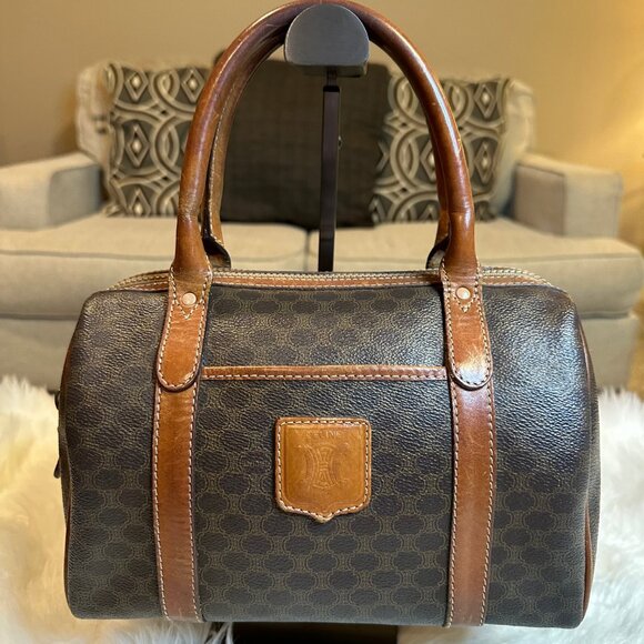 Authentic Celine Macadam Brown PVC / Leather Boston Hand Bag - Picture 3 of 15